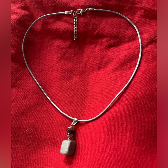 Hand Crafted Corded Medallion Necklace w Silver Quartz Diffuser Charm Wax Cord - Picture 3 of 4